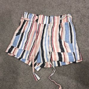 NWOT blue white and pink high waisted flowy shorts